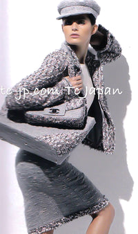 CHANEL 04A Gray Pink Lavender Multi Color Tweed Jacket 38 シャネル グレー ピンク ラベンダー マルチカラー ツイード ジャケット 即発
