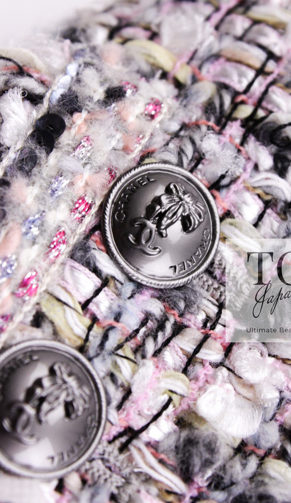 シャネル ジャケット CHANEL グレー ピンク ラベンダー マルチカラー