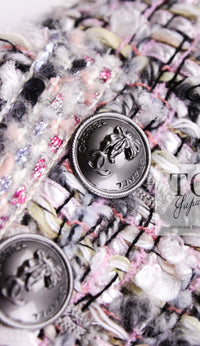 CHANEL 04A Gray Pink Lavender Multi Color Tweed Jacket 38 シャネル グレー ピンク ラベンダー マルチカラー ツイード ジャケット 即発