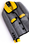 CHANEL 90A Vintage Gray Yellow Trim Velvet Tweed Jacket 38 シャネル ヴィンテージ グレー イエロー トリム ベルベット ツイード ジャケット 即発