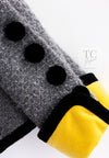 CHANEL 90A Vintage Gray Yellow Trim Velvet Tweed Jacket 38 シャネル ヴィンテージ グレー イエロー トリム ベルベット ツイード ジャケット 即発