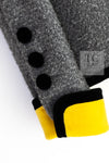 CHANEL 90A Vintage Gray Yellow Trim Velvet Tweed Jacket 38 シャネル ヴィンテージ グレー イエロー トリム ベルベット ツイード ジャケット 即発