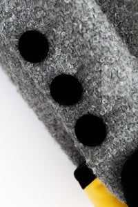 CHANEL 90A Vintage Gray Yellow Trim Velvet Tweed Jacket 38 シャネル ヴィンテージ グレー イエロー トリム ベルベット ツイード ジャケット 即発