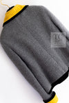CHANEL 90A Vintage Gray Yellow Trim Velvet Tweed Jacket 38 シャネル ヴィンテージ グレー イエロー トリム ベルベット ツイード ジャケット 即発