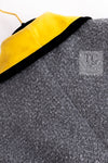 CHANEL 90A Vintage Gray Yellow Trim Velvet Tweed Jacket 38 シャネル ヴィンテージ グレー イエロー トリム ベルベット ツイード ジャケット 即発