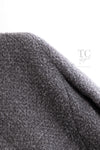 CHANEL 90A Vintage Gray Yellow Trim Velvet Tweed Jacket 38 シャネル ヴィンテージ グレー イエロー トリム ベルベット ツイード ジャケット 即発
