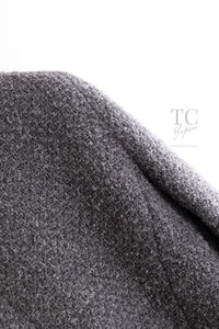 CHANEL 90A Vintage Gray Yellow Trim Velvet Tweed Jacket 38 シャネル ヴィンテージ グレー イエロー トリム ベルベット ツイード ジャケット 即発
