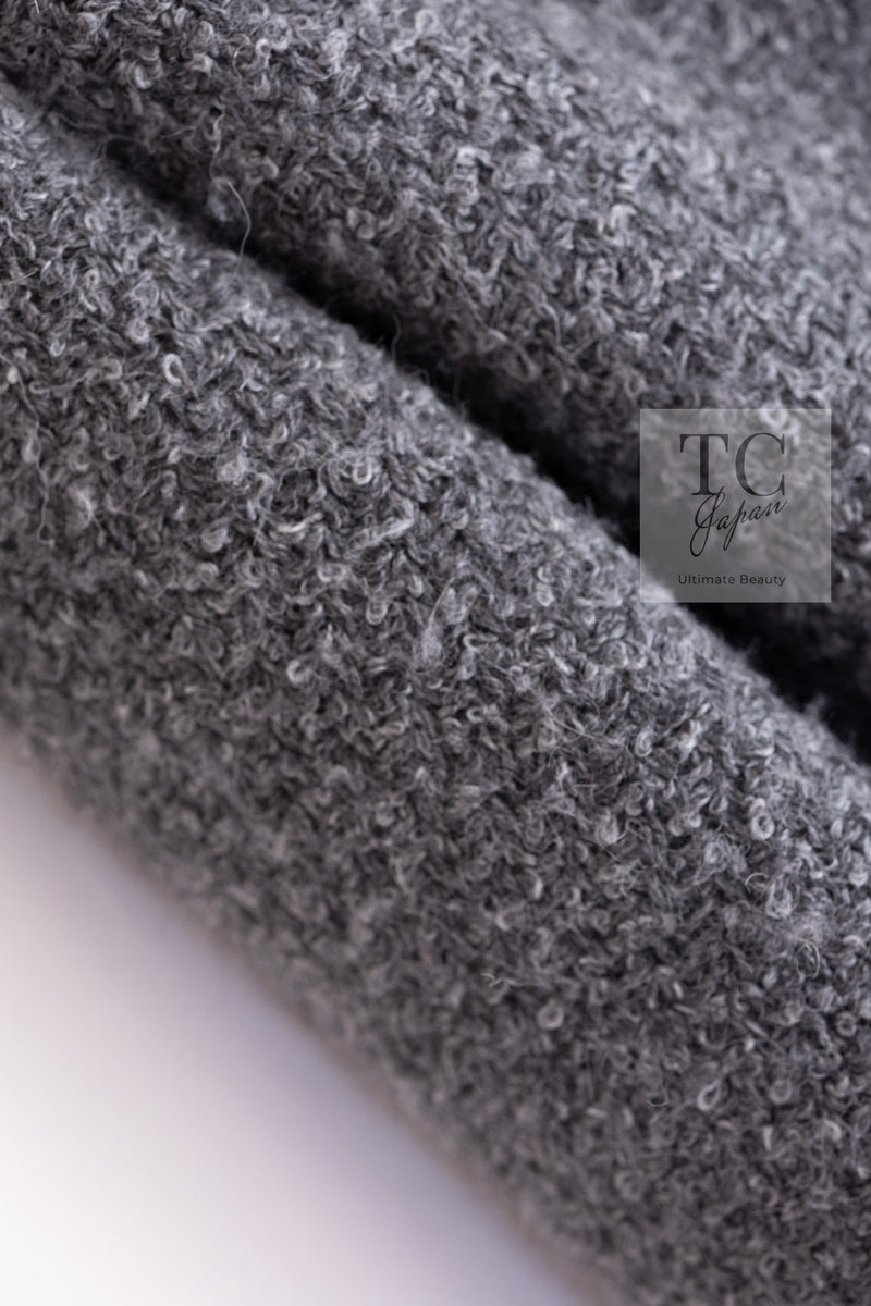 CHANEL 90A Vintage Gray Yellow Trim Velvet Tweed Jacket 38 シャネル ヴィンテージ グレー イエロー トリム ベルベット ツイード ジャケット 即発