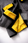 CHANEL 90A Vintage Gray Yellow Trim Velvet Tweed Jacket 38 シャネル ヴィンテージ グレー イエロー トリム ベルベット ツイード ジャケット 即発