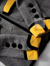 CHANEL 90A Vintage Gray Yellow Trim Velvet Tweed Jacket 38 シャネル ヴィンテージ グレー イエロー トリム ベルベット ツイード ジャケット 即発