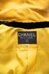 CHANEL 90A Vintage Gray Yellow Trim Velvet Tweed Jacket 38 シャネル ヴィンテージ グレー イエロー トリム ベルベット ツイード ジャケット 即発