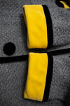 CHANEL 90A Vintage Gray Yellow Trim Velvet Tweed Jacket 38 シャネル ヴィンテージ グレー イエロー トリム ベルベット ツイード ジャケット 即発