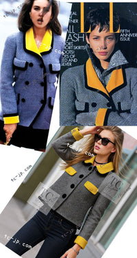 CHANEL 90A Vintage Gray Yellow Trim Velvet Tweed Jacket 38 シャネル ヴィンテージ グレー イエロー トリム ベルベット ツイード ジャケット 即発