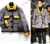 CHANEL 90A Vintage Gray Yellow Trim Velvet Tweed Jacket 38 シャネル ヴィンテージ グレー イエロー トリム ベルベット ツイード ジャケット 即発