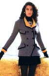CHANEL 90A Vintage Gray Yellow Trim Velvet Tweed Jacket 38 シャネル ヴィンテージ グレー イエロー トリム ベルベット ツイード ジャケット 即発