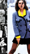 CHANEL 90A Vintage Gray Yellow Trim Velvet Tweed Jacket 38 シャネル ヴィンテージ グレー イエロー トリム ベルベット ツイード ジャケット 即発