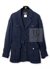 CHANEL 12A Dark Green Navy Tweed Jacket Skirt Suit 38 シャネル ダーク グリーン ネイビー ツイード ジャケット スカート スーツ 即発