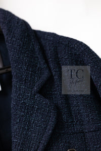 CHANEL 12A Dark Green Navy Tweed Jacket Skirt Suit 38 シャネル ダーク グリーン ネイビー ツイード ジャケット スカート スーツ 即発