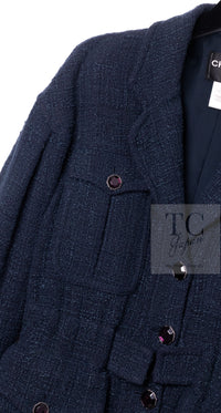 CHANEL 12A Dark Green Navy Tweed Jacket Skirt Suit 38 シャネル ダーク グリーン ネイビー ツイード ジャケット スカート スーツ 即発