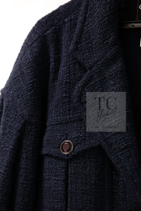 CHANEL 12A Dark Green Navy Tweed Jacket Skirt Suit 38 シャネル ダーク グリーン ネイビー ツイード ジャケット スカート スーツ 即発