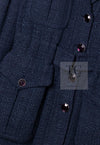 CHANEL 12A Dark Green Navy Tweed Jacket Skirt Suit 38 シャネル ダーク グリーン ネイビー ツイード ジャケット スカート スーツ 即発