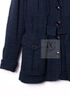 CHANEL 12A Dark Green Navy Tweed Jacket Skirt Suit 38 シャネル ダーク グリーン ネイビー ツイード ジャケット スカート スーツ 即発