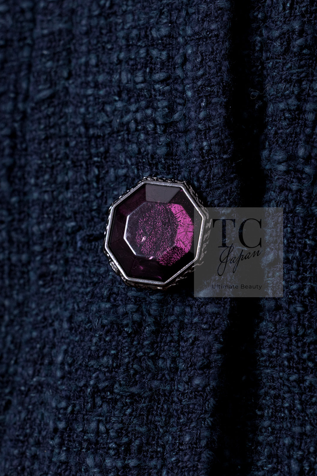CHANEL 12A Dark Green Navy Tweed Jacket Skirt Suit 38 シャネル ダーク グリーン ネイビー ツイード ジャケット スカート スーツ 即発