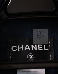 CHANEL 12A Dark Green Navy Tweed Jacket Skirt Suit 38 シャネル ダーク グリーン ネイビー ツイード ジャケット スカート スーツ 即発