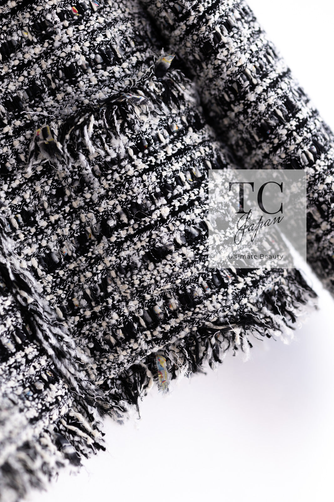 CHANEL 04S Black White Fringe Lesage Jacket Skirt Suit 38 シャネル ブラック ホワイト フリンジ ルサージュ ツイード ジャケット スカート スーツ 即発
