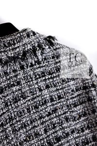 CHANEL 04S Black White Fringe Lesage Jacket Skirt Suit 38 シャネル ブラック ホワイト フリンジ ルサージュ ツイード ジャケット スカート スーツ 即発