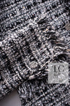 CHANEL 04S Black White Fringe Lesage Jacket Skirt Suit 38 シャネル ブラック ホワイト フリンジ ルサージュ ツイード ジャケット スカート スーツ 即発