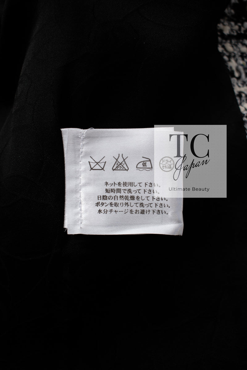CHANEL 04S Black White Fringe Lesage Jacket Skirt Suit 38 シャネル ブラック ホワイト フリンジ ルサージュ ツイード ジャケット スカート スーツ 即発