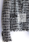 CHANEL 04S Black White Fringe Lesage Jacket Skirt Suit 38 シャネル ブラック ホワイト フリンジ ルサージュ ツイード ジャケット スカート スーツ 即発