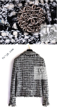 CHANEL 04S Black White Fringe Lesage Jacket Skirt Suit 38 シャネル ブラック ホワイト フリンジ ルサージュ ツイード ジャケット スカート スーツ 即発