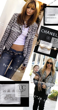CHANEL 04S Black White Fringe Lesage Jacket Skirt Suit 38 シャネル ブラック ホワイト フリンジ ルサージュ ツイード ジャケット スカート スーツ 即発