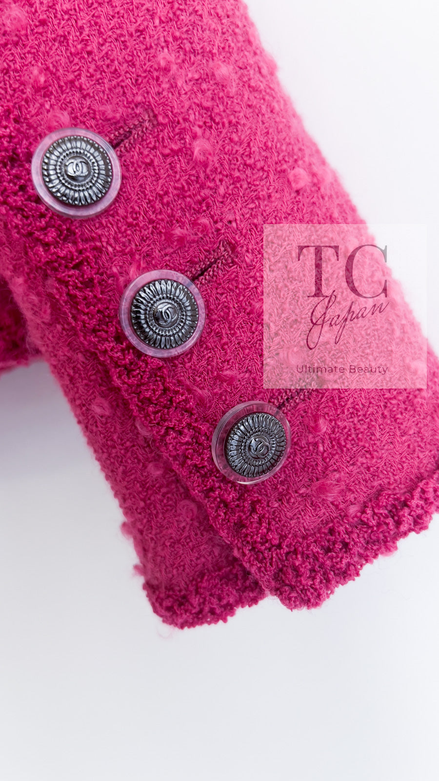 CHANEL 09A Coral Pink Boucle Wool Tweed Jacket 34 シャネル コーラル ピンク ブークレ ウール ツイード ジャケット 即発