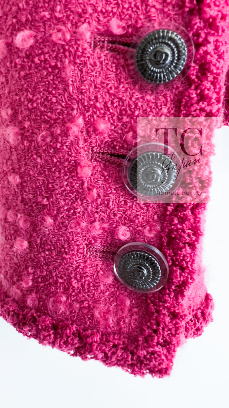 CHANEL 09A Coral Pink Boucle Wool Tweed Jacket 34 シャネル コーラル ピンク ブークレ ウール ツイード ジャケット 即発