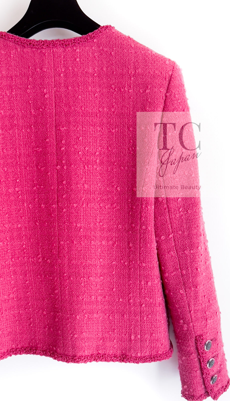 CHANEL 09A Coral Pink Boucle Wool Tweed Jacket 34 シャネル コーラル ピンク ブークレ ウール ツイード ジャケット 即発