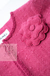 CHANEL 09A Coral Pink Boucle Wool Tweed Jacket 34 シャネル コーラル ピンク ブークレ ウール ツイード ジャケット 即発