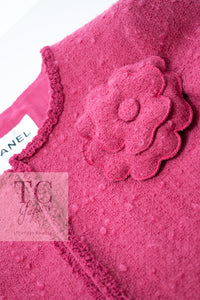 CHANEL 09A Coral Pink Boucle Wool Tweed Jacket 34 シャネル コーラル ピンク ブークレ ウール ツイード ジャケット 即発