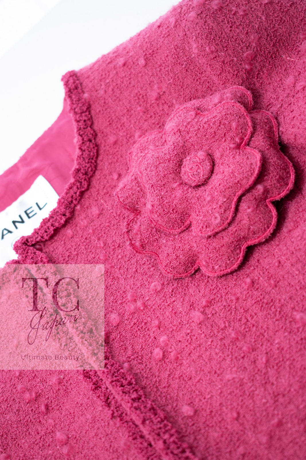 CHANEL 09A Coral Pink Boucle Wool Tweed Jacket 34 シャネル コーラル ピンク ブークレ ウール ツイード ジャケット 即発