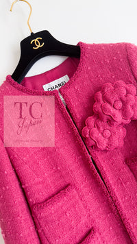 CHANEL 09A Coral Pink Boucle Wool Tweed Jacket 34 シャネル コーラル ピンク ブークレ ウール ツイード ジャケット 即発