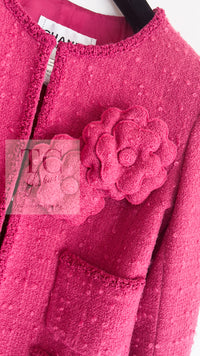 CHANEL 09A Coral Pink Boucle Wool Tweed Jacket 34 シャネル コーラル ピンク ブークレ ウール ツイード ジャケット 即発