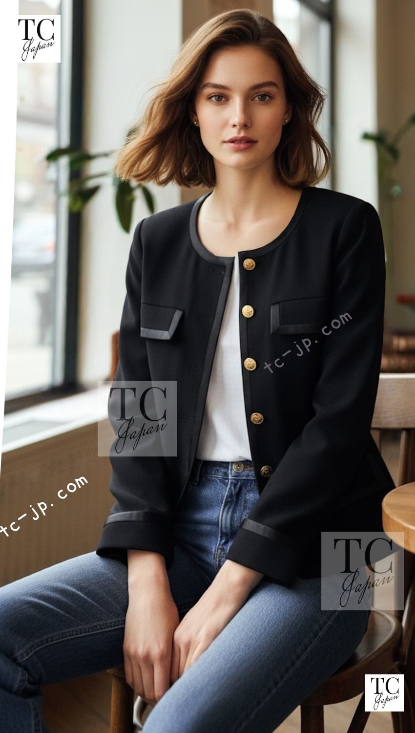 CHANEL 88A Vintage Black Wool Gold Buttons Jacket Skirt Suit 40 シャネル ヴィンテージ ブラック ウール ジャケット スカート スーツ 即発