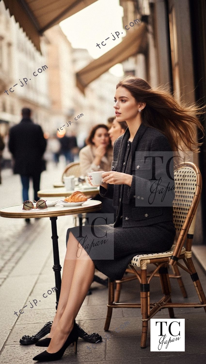 CHANEL 21C Black Bow CC Buttons Tweed Jacket Skirt Suit 38 シャネル ブラック リボン ココボタン ツイード ジャケット スカート スーツ 即発