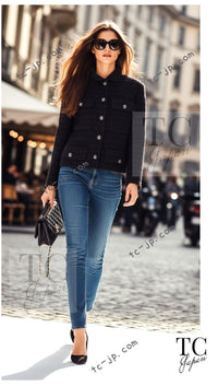 CHANEL 21C Black Bow CC Buttons Tweed Jacket Skirt Suit 38 シャネル ブラック リボン ココボタン ツイード ジャケット スカート スーツ 即発