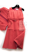 CHANEL 16A Coral Orange Red CC Logo Belt Tweed Sleeveless Dress 36 38 シャネル コーラル オレンジ レッド CCロゴ ベルト ノースリーブ ツイード ワンピース 即発