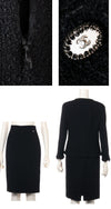 CHANEL 11C Little Black Jacket Tweed Wool CC Button Skirt Suit 34 36 シャネル リトル ブラック ジャケット ツイード ウール ココボタン スカート スーツ 即発