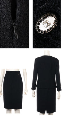 CHANEL 11C Little Black Jacket Tweed Wool CC Button Skirt Suit 34 36 シャネル リトル ブラック ジャケット ツイード ウール ココボタン スカート スーツ 即発