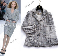 CHANEL 08A Sarah Jessica Parker Grey Multi Tweed Jacket 40 シャネル サラ ジェシカ着用 グレー マルチ ツイード ジャケット 即発